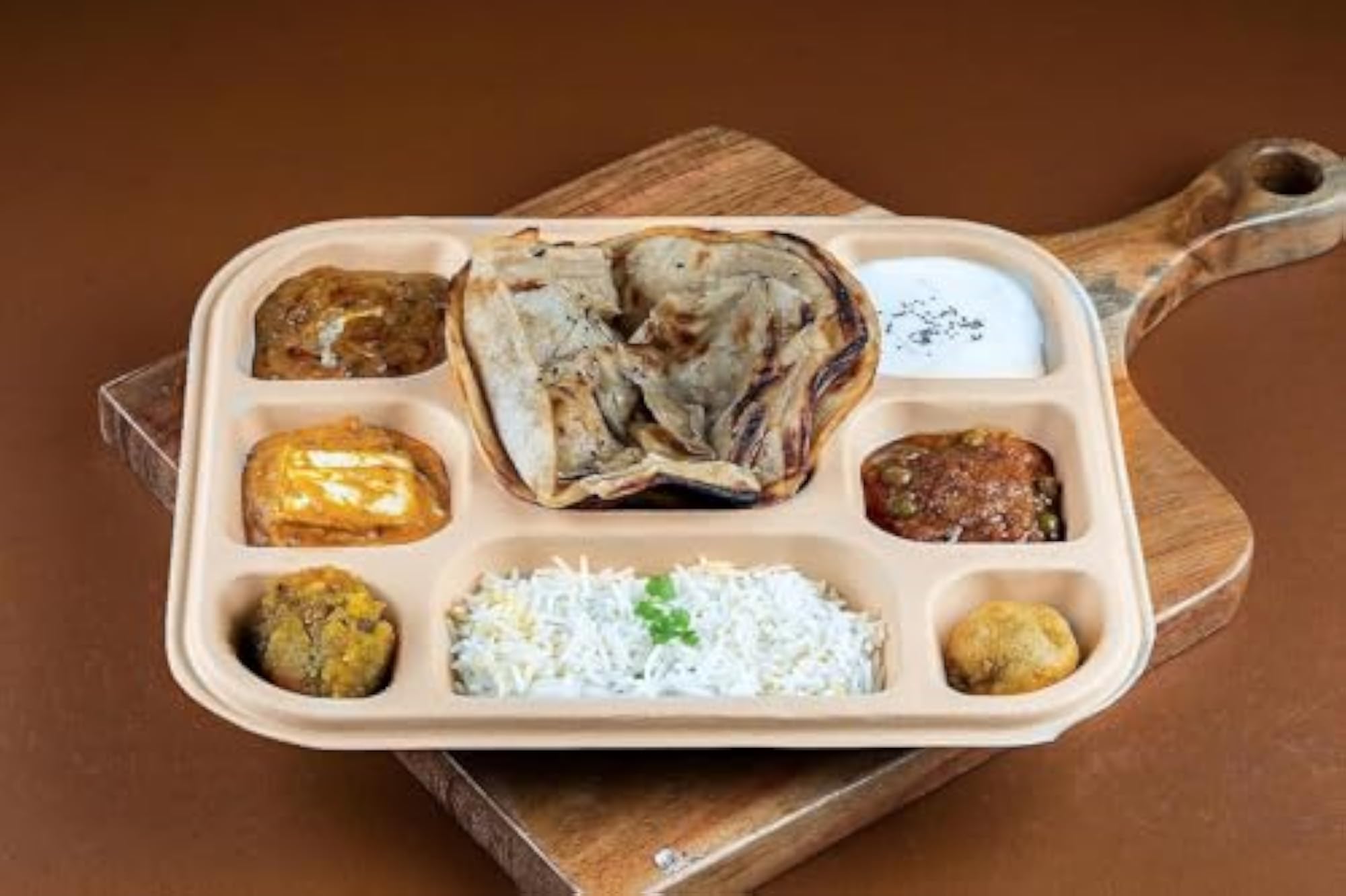 Eco-Friendly Biodegradable Plate with 8 Compartment Sections