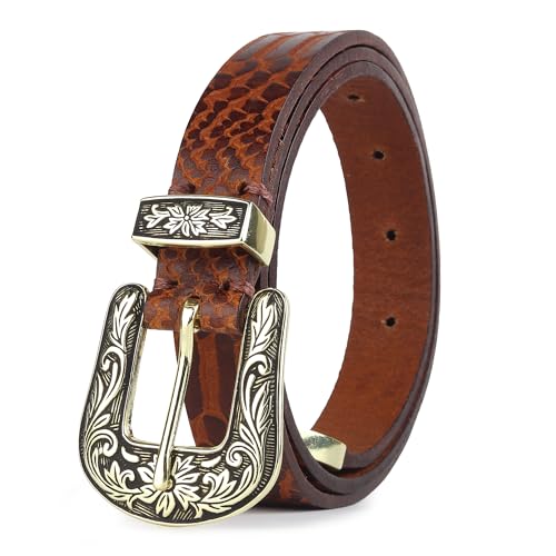 Image of 25mm Genuine Leather Waist Belt for Women - Fancy Vintage Buckle Belt For Jeans | Stylish Adjustable Party Belt For Ladies /Girls /Women | Waist Size 28-44 Inches