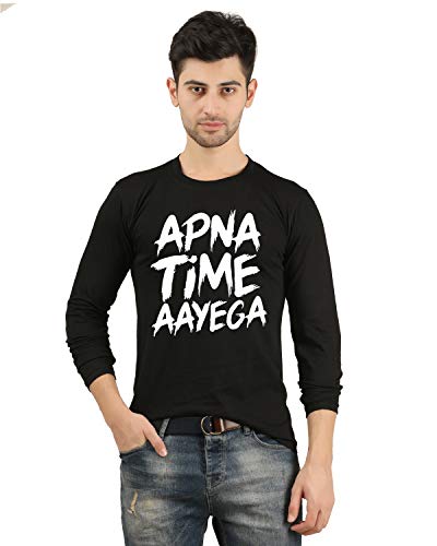 Image of Apna Time Aayega Printed Regular Fit Full Sleeves T-Shirts for Men