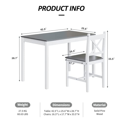 Alohappy 5 Piece Kitchen Table Set For Dining Room, Modern Rectangular Dining Table With 4 Chairs For Kitchen, Kitchen Room Furniture, Space-Saving & Easy Assembly (Grey) #TOP2