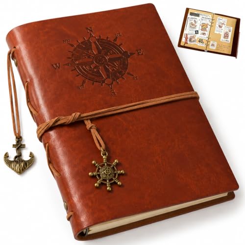 Caderno Vintage, Caderno Tem 80 Folhas e 160 Páginas | Caderno Diário A6, Diário, Capa com Relevo Tátil, Recarregável, Portátil, ara Jornalismo, Viagens, Criatividade