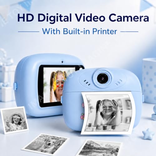 Image of Toy Imagine DIY Instant Digital Camera for Kids with Built-in Thermal Printer, Dual Lens, 2.4 inch Screen, Photo, Video, Games, Music, 5 Markers, 3 Paper Rolls, Lanyard & USB Charging Camera for Kids