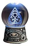 Ebros Wicca Sacred Moon Ouija Spirit Trance Board Evil Eye Pedestal Figurine with Blue and White LED Scrying Glass Gazing Ball Orb Fused with Scroll Lace Planchette Symbol
