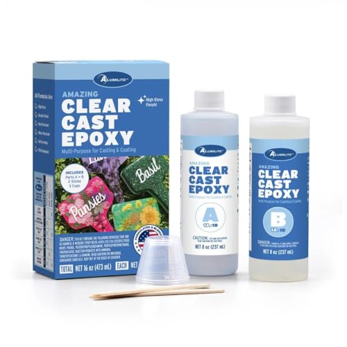 Alumilite Amazing Clear Cast Epoxy Resin Kit (16 Oz) Food Safe Crystal Clear High-Gloss Finish Perfect for Countertops Encapsulation Coatings Castings Jewelry Art and Other DIY Projects
