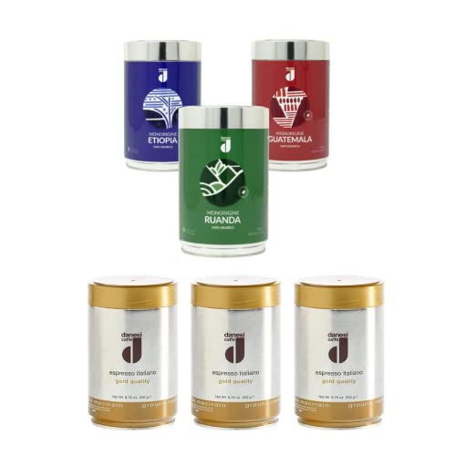 Danesi Caffe Single Origin Coffee Whole (3-Pack), Ground Coffee Fine - Gold (8.75Oz, 3 Pack) #TOP29