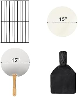 15’’ Outdoor Pizza Oven Wood Fired Pizza Oven Portable Patio Ovens Included Pizza Stone, Pizza Peel, Fold-up Legs, Cover Cooking Rack for Camping Backyard BBQ