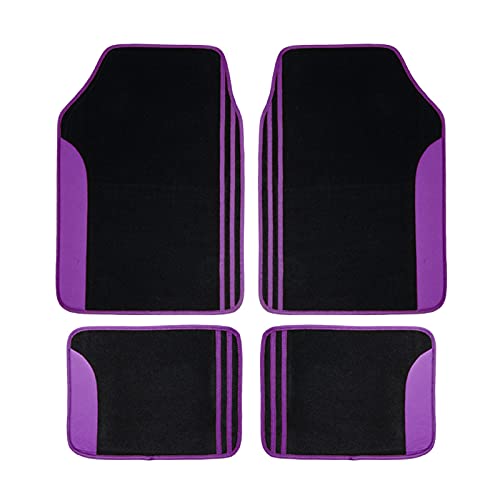 Flying Banner Universal Size Carpet Floor mats Anti-Slip Waterproof Lady Femal Colorful fit for SUV, Trucks, sedans, Vans, Set of 4 (Purple Black)