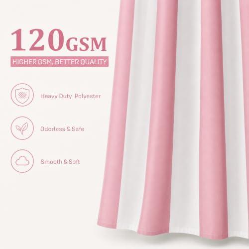 Ohocut Vertical Striped Shower Curtain, Cute Retro Vintage Stripe Bathroom Shower Curtain, Waterproof Polyester Fabric Modern Bath Curtain for Bathroom 72x72 Inches Pink by Ohocut - Used condition - Image 4