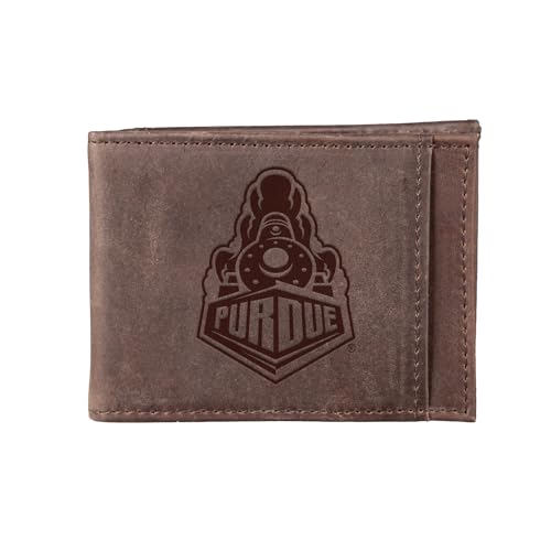 Team Sports America NCAA Purdue University Front Pocket Slim Wallet for Men | Minimalist Leather RFID Blocking Bifold Card Holder with Money Clip | Officially Licensed Stamped Logo