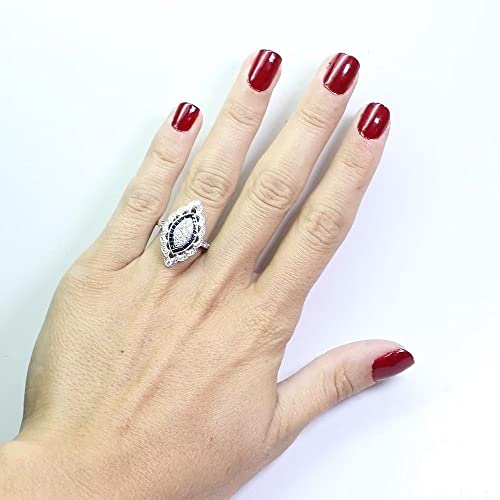 Bague argent 925 saphir anti-ternissement ajustable taille 6-10
