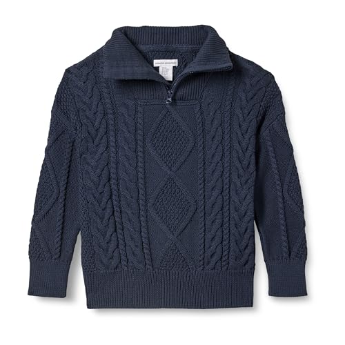 Image of Amazon Essentials Boys and Toddlers' Quarter-Zip Cable-Knit Relaxed-Fit Sweater