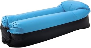 AirSofaSofáInflableInteriorOficinaDescansoTumbona Inflable, Comodidad ErgonómicaHamaca De Aire Con Reposacabezas, Vacaciones De Viaje, Cojinete 250 Kg/551,2 Libras(Color:Azul Claro,Tamaño:185 * 70 *