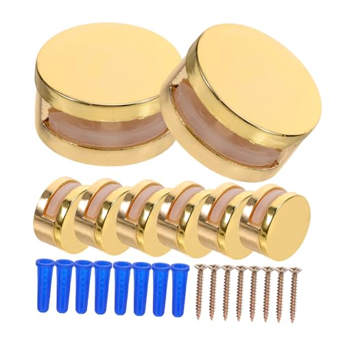 YARDWE 8個 鏡取り付け具 双孔ガラスクリップ クランプ式 壁掛けミラーホルダー 耐食性高硬 金色 バスルーム用棚固定金具