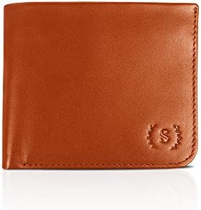 Spassia - First Wooden Brown Bifold Leather Wallet For Men, Fullgrain Leather, RFID Blocking, Hidden Compartment, Holds up to16 Card