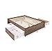 Prepac Select Queen 4-Post Raised Platform 2-Drawer Storage Bed, Modern Queen Storage Bed with Drawers 83