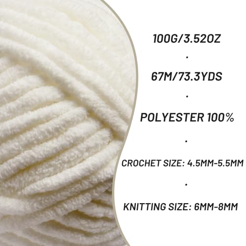 Image of 2 Pack Chunky Chenille Yarn for Crocheting, Baby Yarn for Crocheting Soft Blankets, Bulky Yarns for Crochet Amigurumi, 200g (148.7yds) Fluffy Velvet Yarns for Hand Knitting (2 Light Khaki)