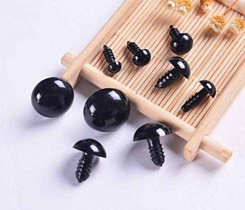 CNLEIFU 100pcs Black Plastic Safety Eyes with Washers for Toy DIY Teddy Bear Animal Plush Doll Puppet Crafts Diameter:1/4