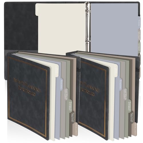 chiazllta 2 Pcs Estate Planning Portfolio Binder with Index Tab Divider When I Die Organizer Binder End of Life Planner PU Leather 3 Ring Organizing Wills Trusts Powers of Attorney Final Wishes(Black)