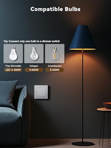 BSEED WiFi Dimmer Schalter,1 Fach 1 Weg Smart Dimmschalter,Kompatibel mit Amazon Alexa & Google Home,Lichtschalter Dimmbar für led lampen 240V Grau(Neutralleiter Erforderlich)