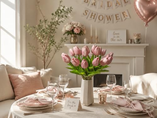 Image of Mandy's 20pcs Artificial Dusty Pink Tulips
