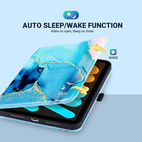 Ulak Compatible With Ipad Mini 6 Case 2021 With Pencil Holder, Premium Pu Leather Multi-Angle Viewing Folio Smart Stand Cover For Ipad Mini 6Th Generation 8.3 Inch, Auto Wake/Sleep (Marble Abstract) #TOP2