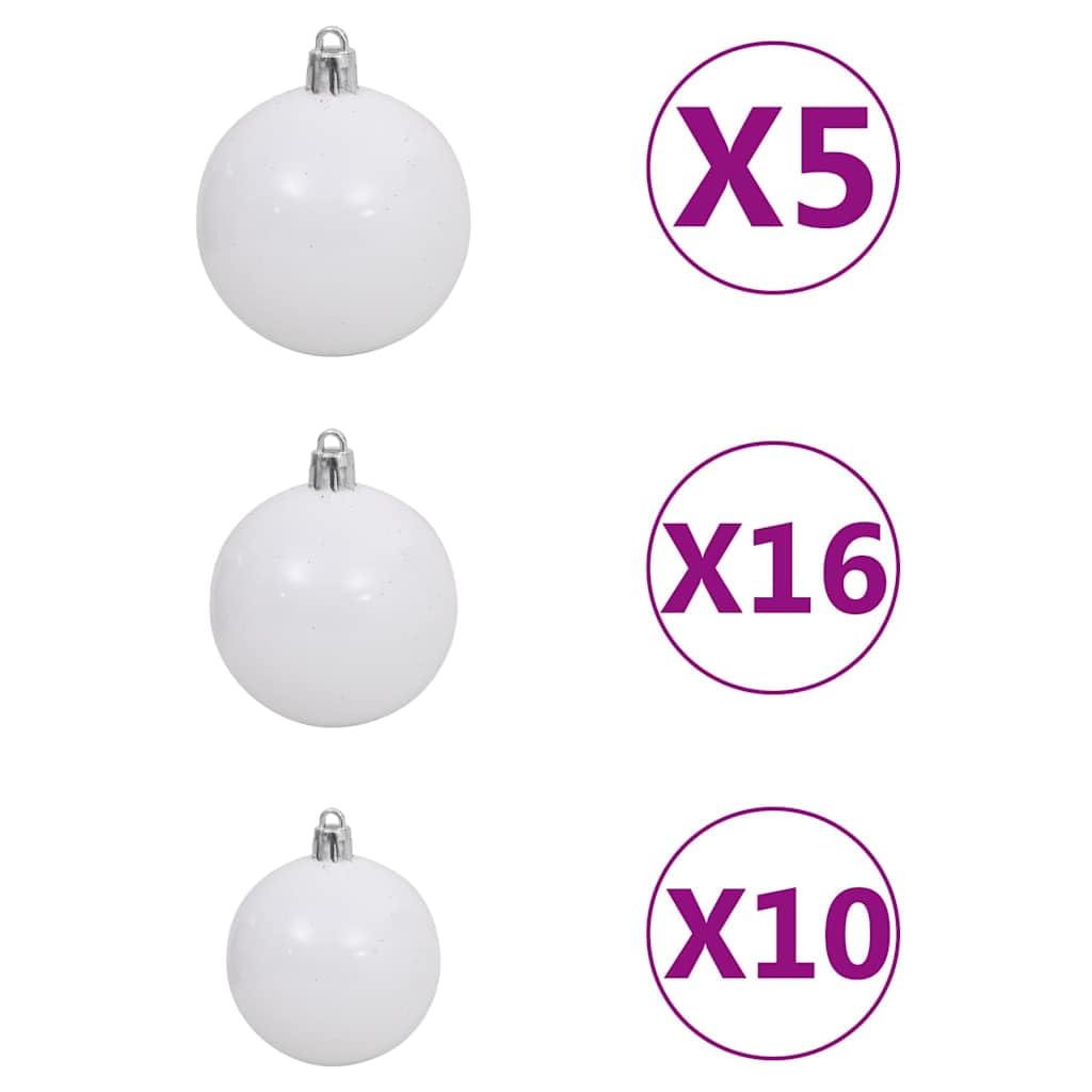 vidaXL Sztuczna choinka z lampkami, bombkami i szyszkami, 210 cm
