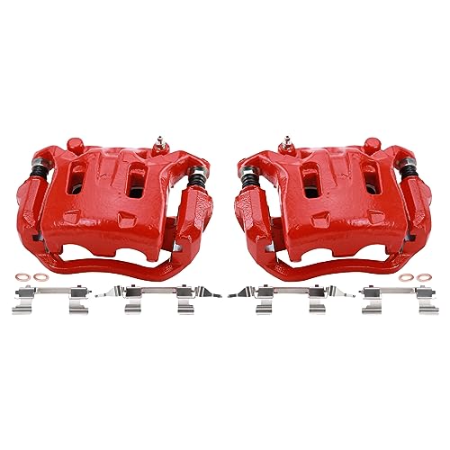 Image of TRQ Performance Front Driver and Passenger Side Brake Caliper Set Caliper Brackets Compatible with 09-14 Nissan 370Z with Dual Piston Front Calipers 15-18 370Z Base 15-18 370Z Touring