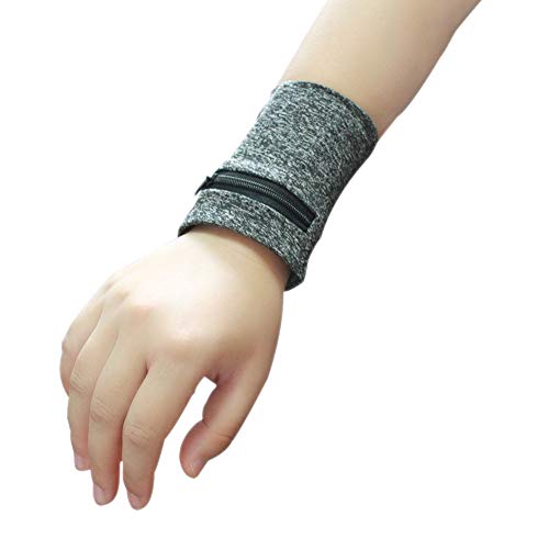 Image of boshiho Unisex Zippered Wristband Pouch Runner's Wrist Pocket Reversible Wrist Wallet