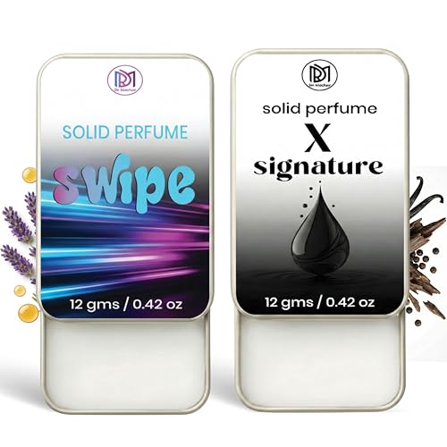 Image of Dr.Mashur Solid Perfume |x signature&Swipe Alcohol Free Wax Perfume Balm, Long Lasting | Pocket Tin 12g, Pack Of 2| Non Greasy Smooth Glide, Travel Friendly Men And Women