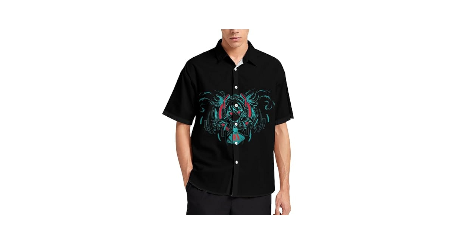 Amazon.co.jp: Men's Hatsune Miku Aloha Shirt, Summer Clothes