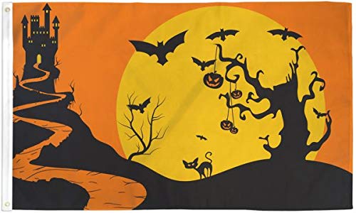 Halloweenowa flaga nocna - Premium podwójnie szyty 100% poliester z mosiężnymi oczkami 8 cm x 15 cm