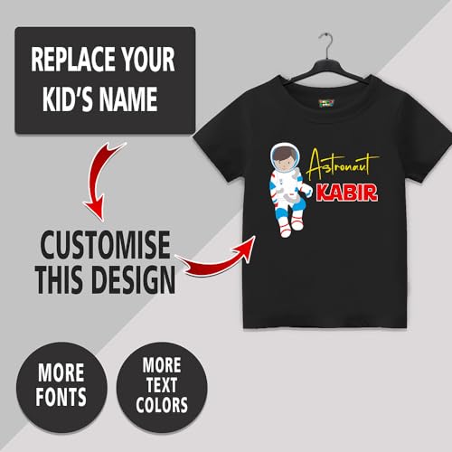 Image of Customised Astronaut Theme T Shirt Birthday Decoration for Boys - Kids Personalised Custom Return Gifts (cus-Astro-boy)