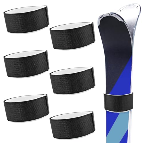 NHQ 6 Pezzi Nastro di Fissaggio per Sci,Cinghie da Sci,Cinghie da Sci Regolabili per Snowboard,Cinghie Fermasci,Ski Tracolla Regolabile,Accessori per Lo Sci per Snowboard,Clipstick Ski