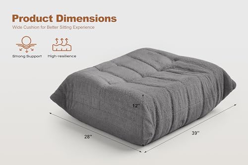 Image of Bean Bag Pouf Ottoman, Foot Stool, Foot Rest with Memory Foam Filled, Rectangle Ottoman for Living Room, Bedroom, Office (Grey Teddy)