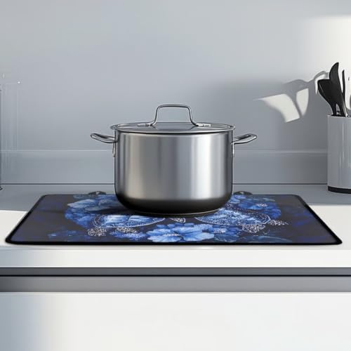 Image of Stove Top Cover for Electric Stove Heat Resistant Cooktop Cover with Non-Slip Rubber Backing Multipurpose Stove Top Protector, 29 x 21 Inch, Sea Turtle Hibiscus Flower Heart
