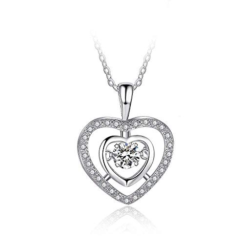 QMM necklace Pendant Dancing Stone Heart Cz 925 Sterling Silver Necklace Wedding Jewelry Necklaces & Pendants Best Gift For Woman