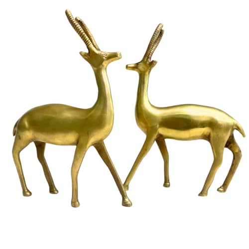 Image of Brass Big Deer Idol, Vastu Remedy for Stability & Stamina (22.86 cm, 830 g)