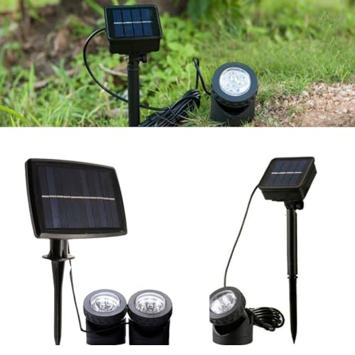 Lagomloot Luces solares para estanque, foco ajustable impermeable IP68 con encendido/apagado automático, paisaje de jardín al aire libre negro para iluminación para camino pecera