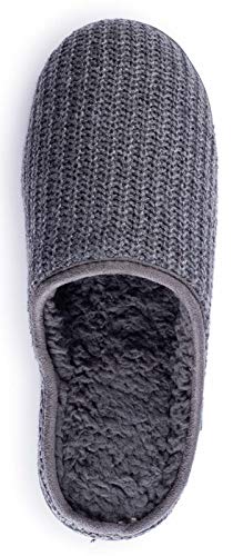 Roxoni Men’s Wool Slip-On Comfortable Knit House Slipper Grey 11.5/12.5 #TOP2