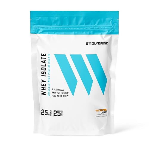Swolverine Whey Protein Isolate Powder 25g Protein Fast-Digesting WPI with ProHydrolase 0g Fat Low Carb Supports Rapid Muscle Recovery & Lean Mass 25 Servings Churro