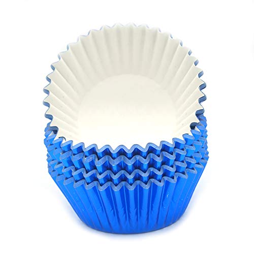Image of Standard Blue Foil Cupcake Liners Muffin Baking Cups for Party and More, 100-Count