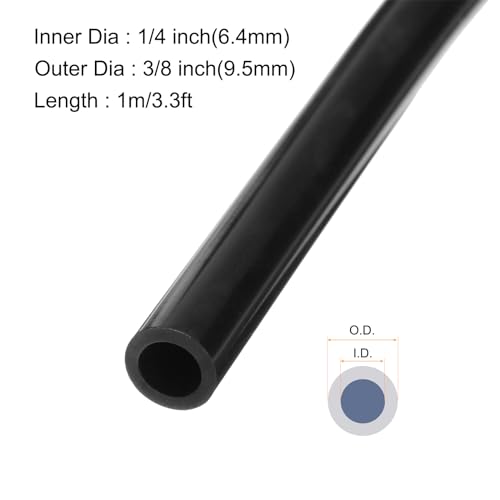 Image of 1m(3.3ft) 6.4mm(1 /4 inch) ID x 9.5mm(3 /8 inch) OD Silicone Tubing Black Industrial Plastic Tubing Pure Silicone Hoses for Pump Siphoning Draining Irrigation Brewing