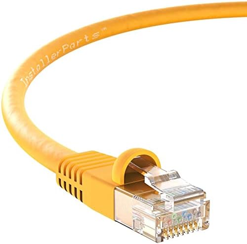 InstallerParts (10 Pack Ethernet Cable CAT5E Cable UTP Booted 2 FT - Yellow - Professional Series - 1Gigabit/Sec Network/Internet Cable, 350MHZ