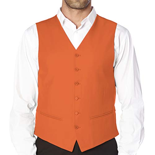 Brand Men's Dress Vest Formal Waistcoat for Suit Solid ORANGE Color