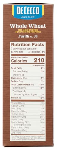 De Cecco Pasta Fusilli Whole Wheat Pasta, 13.25 oz - Thumbnail 6