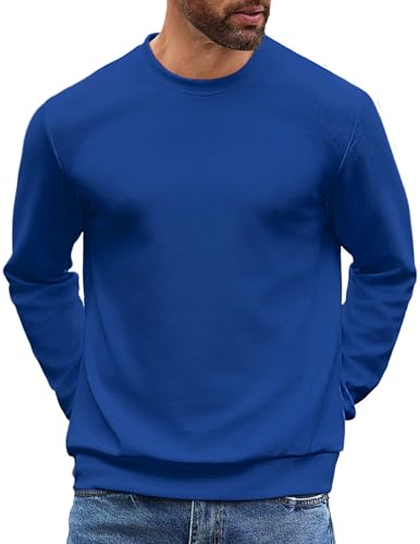 COOFANDY Mens Crewneck Sweatshirts Long Sleeve Basic Pullover Shirts Twill Textured Soild Casual Tops
