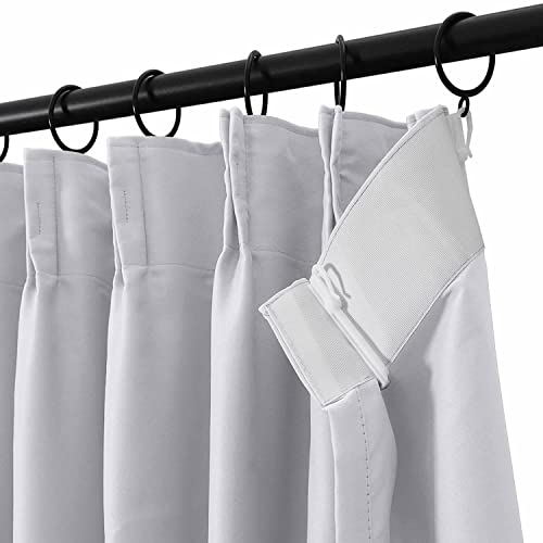 Twopages Grey White Pinch Pleat Curtain Blackout, Triple Weave Thermal Insulated Energy Saving Solid Window Curtain Panel For Bedroom, 120 X 102 Inch, 1 Panel #TOP1