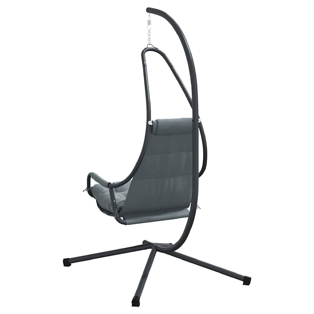 Silla colgante de acero antracita con cojín, plegable, 94 x 107 x 196,5 cm, para balcón, terraza, jardín e interior, tumbona de relajación ergonómica