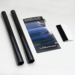 2 Lots 30 x 75cm Dark Black Smoke Gloss Car Taillight or Fog Light Tint Film + Squeegee Tool