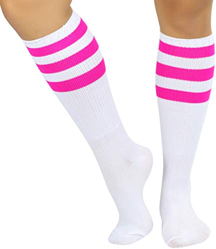 Image of ToBeInStyle Women's Premium Below Knee Athletic Socks w /Contrasting Wide Stripes